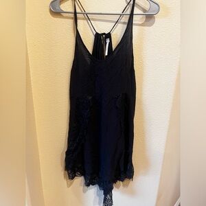 Free people black dress with lace accents